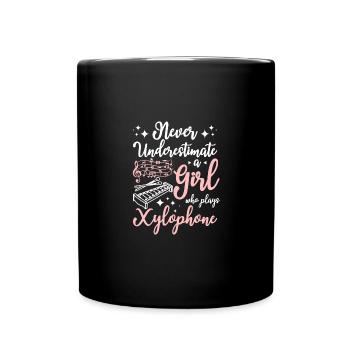 Never underestimate a girl who plays xylophone - Full Colour Mug - black - Front