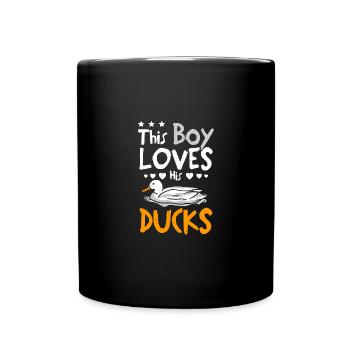 This boy loves his pet pekin ducks - Tasse einfarbig - Schwarz - Vorne