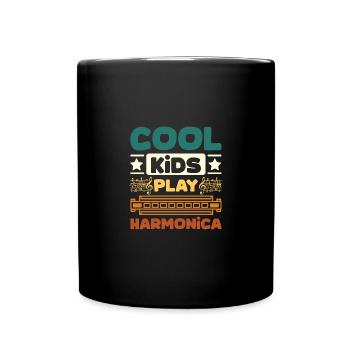 Harmonicist children Cool kids play harmonica - Tasse einfarbig - Schwarz - Vorne
