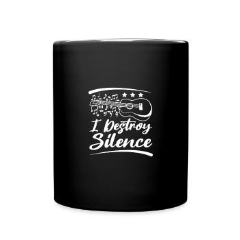 I destroy silence playing ukulele - Full Colour Mug - black - Front