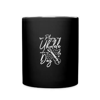 Playing ukulele makes my day - Full Colour Mug - black - Front