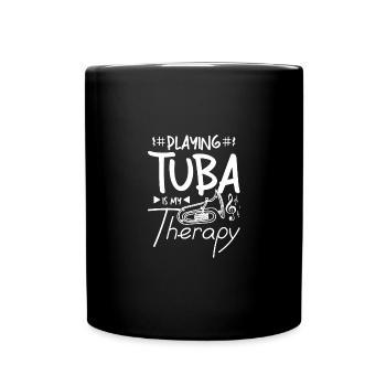 Playing Tuba is my therapy - Tasse einfarbig - Schwarz - Vorne
