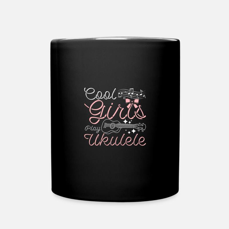 Cool girls play Ukulele - Full Colour Mug - black