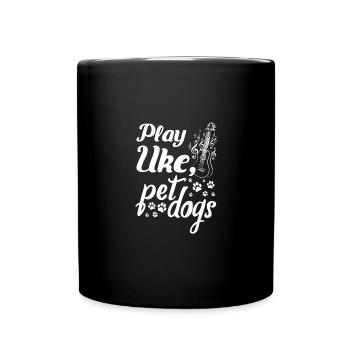 Dog owner Ukulele player Play uke pet dogs - Full Colour Mug - black - Front