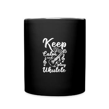 Keep calm and play ukulele - Full Colour Mug - black - Front