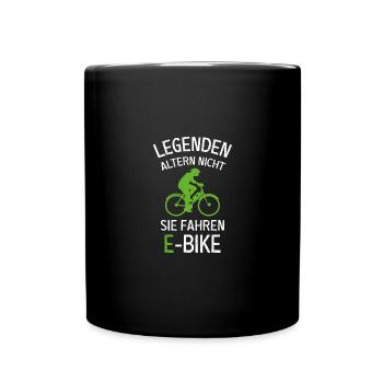 Legenden altern nicht sie fahren E-bike - Tasse einfarbig - Schwarz - Vorne