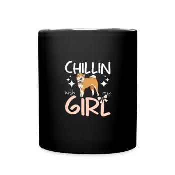 Chillin with my Akita girl - Full Colour Mug - black - Front