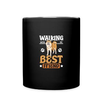 Walking with my best friend Akita - Tasse einfarbig - Schwarz - Vorne