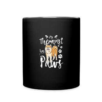 My therapist has paws Akita - Full Colour Mug - black - Front