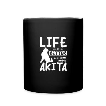 Life is better with my akita - Full Colour Mug - black - Front