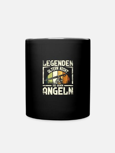 Legenden Altern nicht sie gehen Angeln - Tasse einfarbig - Schwarz