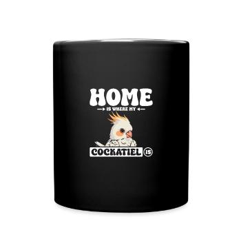 C’est à la maison que se trouve mon calopsitte - Mug uni - noir - Devant