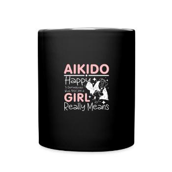 Aikido hit like a girl - Tasse einfarbig - Schwarz - Vorne