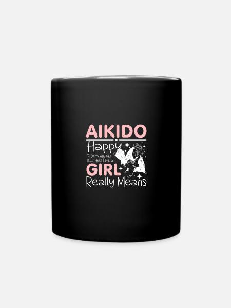 Aikido hit like a girl - Tasse einfarbig - Schwarz