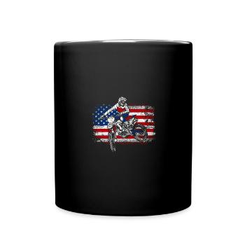 Drapeau des États-Unis fier américain 4 juillet moto tout-terrain - Mug uni - noir - Devant