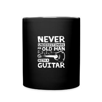 Never underestimate an old man with a guitar - Full Colour Mug - black - Front