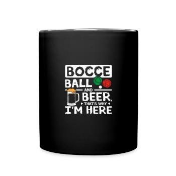 Boule de pétanque et bière, c’est pourquoi je suis ici - Mug uni - noir - Devant