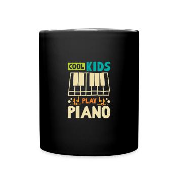 Children Cool kids play piano - Full Colour Mug - black - Front