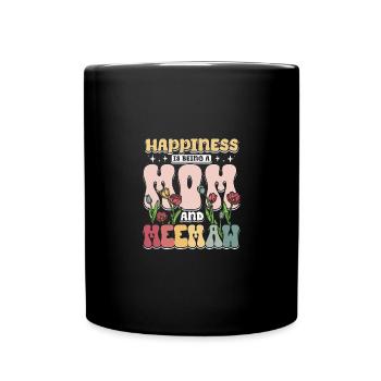 Groovy Flowers Happiness is being a meemaw - Tasse einfarbig - Schwarz - Vorne