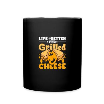 La vie est meilleure avec le fromage grillé - Mug uni - noir - Devant