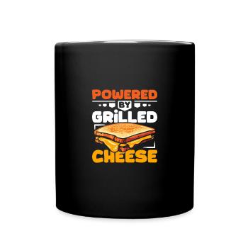 Powered by Grilled cheese - Full Colour Mug - black - Front