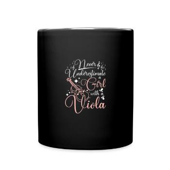 Never underestimate a girl with a Viola - Full Colour Mug - black - Front