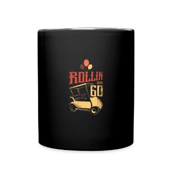 Anniversaire de golf rouler dans 60 voiturette de golf - Mug uni - noir - Devant