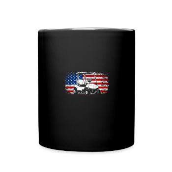 Golfing Us Flag 4th of July American golf cart - Full Colour Mug - black - Front