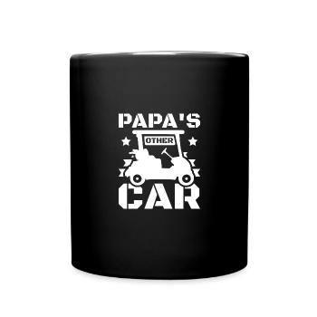 Fathers day Golfing golf cart papa's car - Full Colour Mug - black - Front