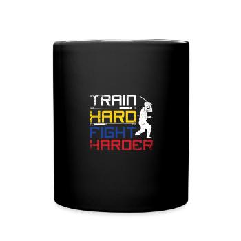 Train hard fight harder Escrima - Tasse einfarbig - Schwarz - Vorne