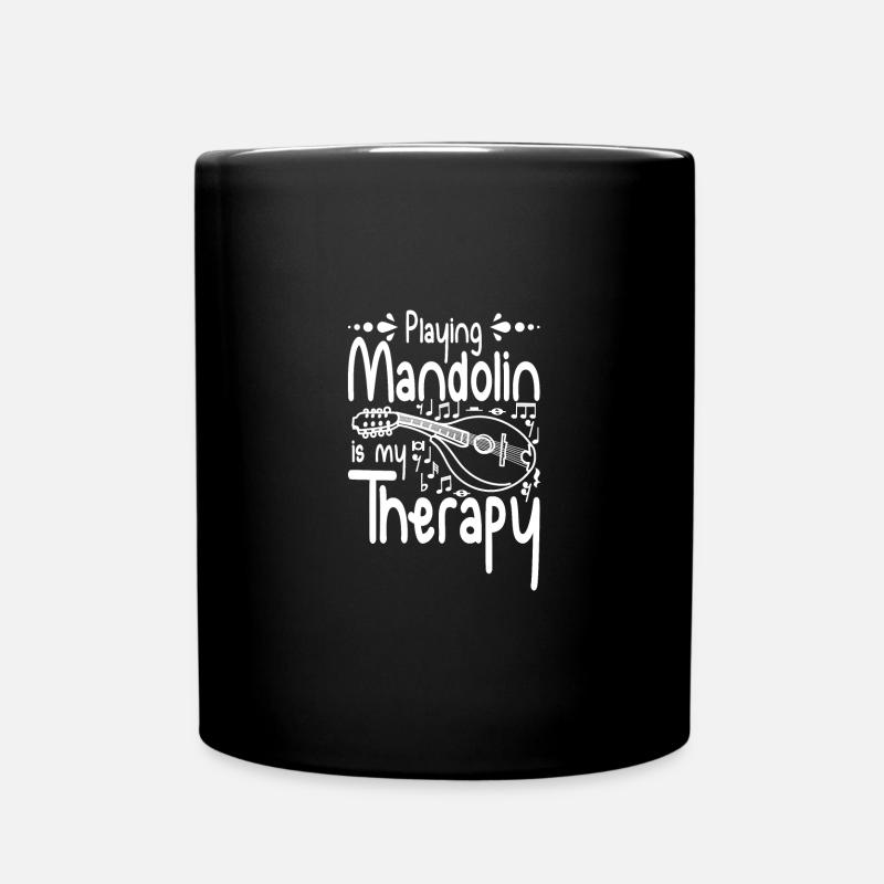Playing Mandolin is my therapy - Tasse einfarbig - Schwarz