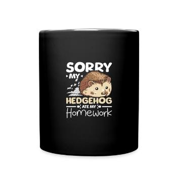 Désolé, mon hérisson a mangé mes devoirs - Mug uni - noir - Devant