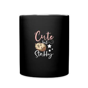 Fille hérisson mignon mais poignardé - Mug uni - noir - Devant