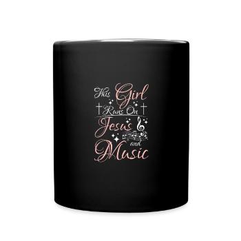 Cette fille court sur Jésus et la musique - Mug uni - noir - Devant