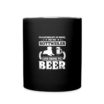 S’asseoir à la maison, caresser mon rottweiler et boire de la bière - Mug uni - noir - Devant