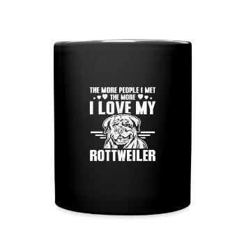 Plus je rencontrais de gens, plus j’aimais mon rottweiler - Mug uni - noir - Devant