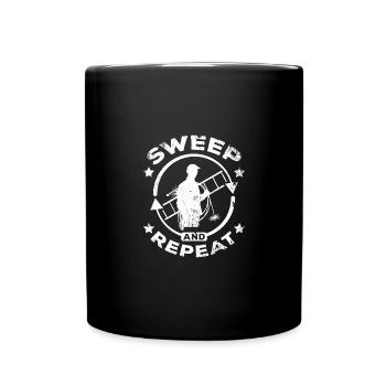 Sweep and repeat chimney sweep - Full Colour Mug - black - Front