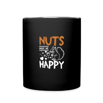 Funny Squirrel nuts make me happy - Tasse einfarbig - Schwarz - Vorne