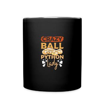 Crazy Ball python lady - Full Colour Mug - black - Front