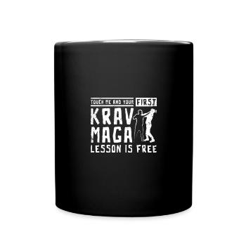 Touch me and your first krav maga lesson is free - Full Colour Mug - black - Front