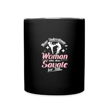 Ne sous-estimez jamais une femme qui fait de la savate - Mug uni - noir - Devant