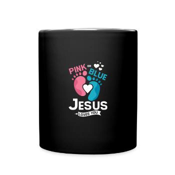 Pink or blue jesus loves you - Tasse einfarbig - Schwarz - Vorne