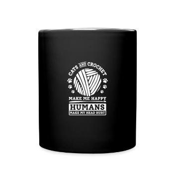 Les chats et le crochet me rendent heureuse - Mug uni - noir - Devant