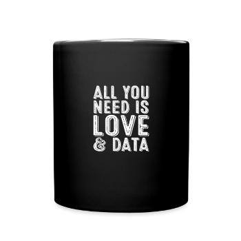 Alles, was Sie brauchen, ist Liebe und Daten Lehrer Vintage - Tasse einfarbig - Schwarz - Vorne