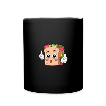Sandwich Essen Feinschmecker Geschenk - Tasse einfarbig - Schwarz - Vorne