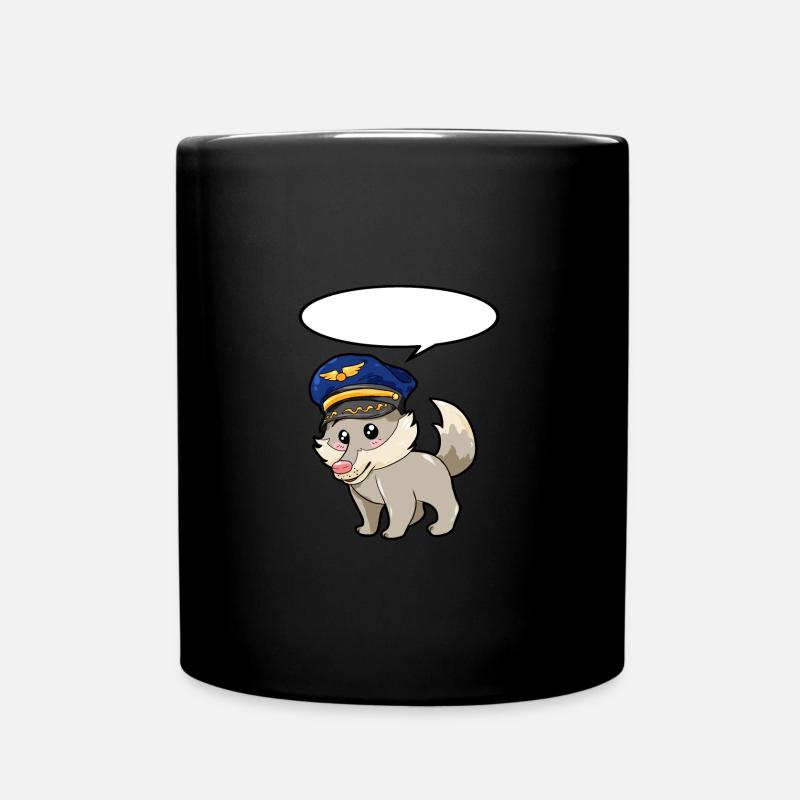 Pilot Wolf - Full Colour Mug - black