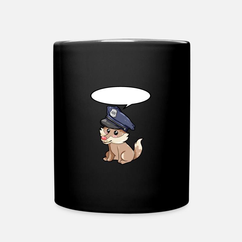 Polizist Wolf - Tasse einfarbig - Schwarz