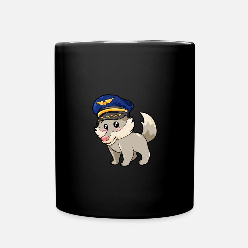 Pilot Wolf - Full Colour Mug - black