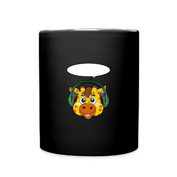 Giraffe with headphones - Full Colour Mug - black - Front