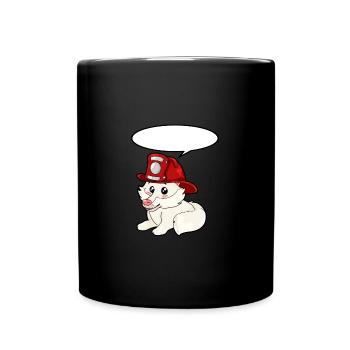 Feuerwehrmann Wolf - Tasse einfarbig - Schwarz - Vorne